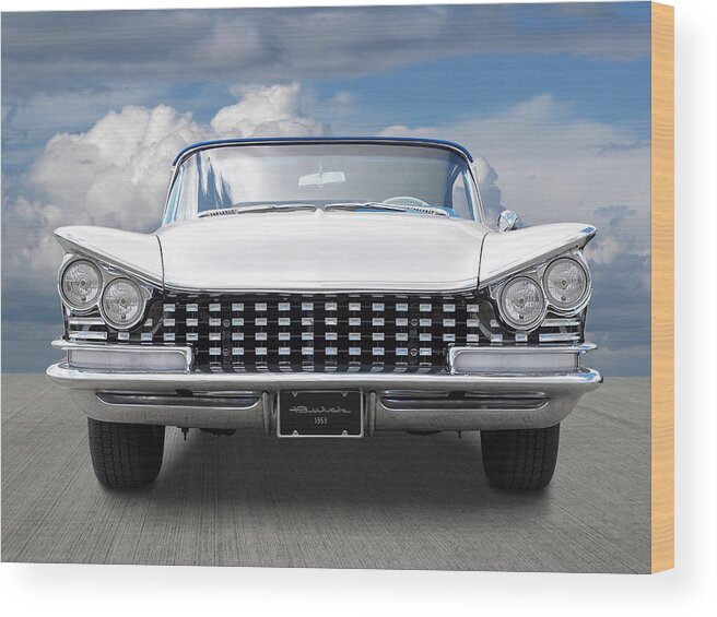 Buick Wood Print featuring the photograph 1959 Buick Grille and Headlights by Gill Billington