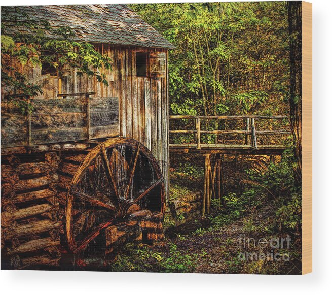 Fine Art Prints Wood Print featuring the photograph Cades Cove Mill #2 by Dave Bosse