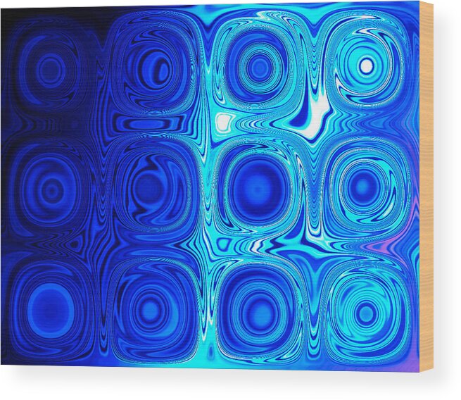 Contemporary Wood Print featuring the digital art 2 Faces of Blue by Patty Vicknair