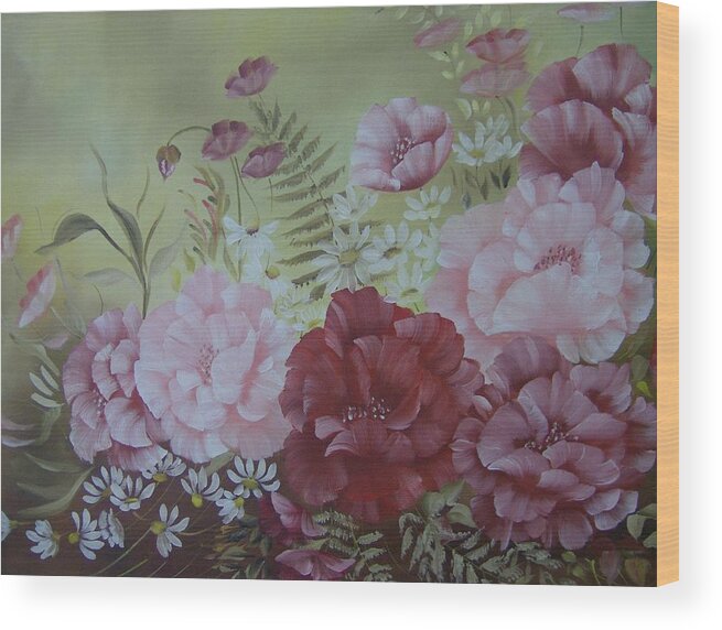 Flowers Wood Print featuring the painting Family Flowers #2 by Leslie Manley