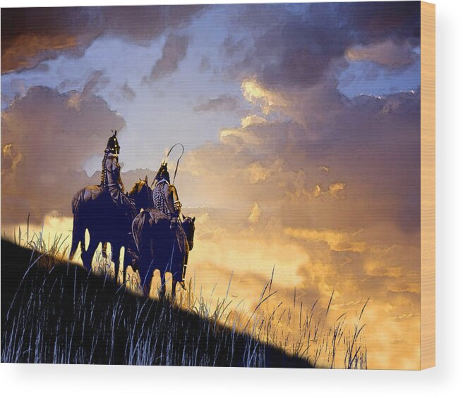 Native Americans Wood Print featuring the painting Going Home #2 by Paul Sachtleben