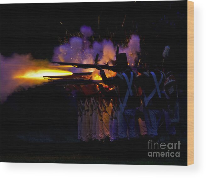 Night Battle Wood Print featuring the photograph Night Battle #2 by JT Lewis