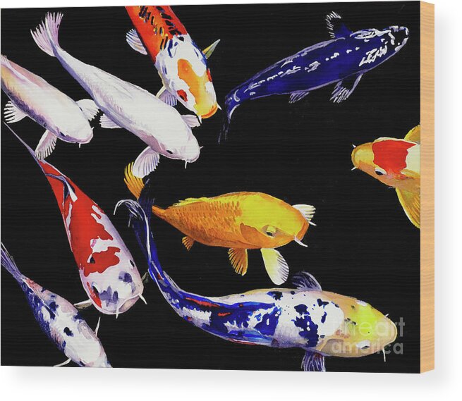 High Hand Nursery Wood Print featuring the painting #270 High Hand Koi 4 #270 by William Lum