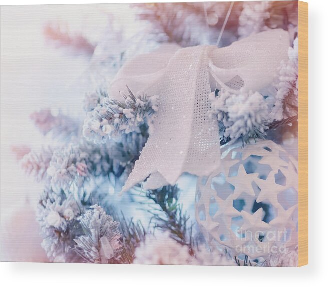Background Wood Print featuring the photograph Beautiful Christmas decoration #3 by Anna Om