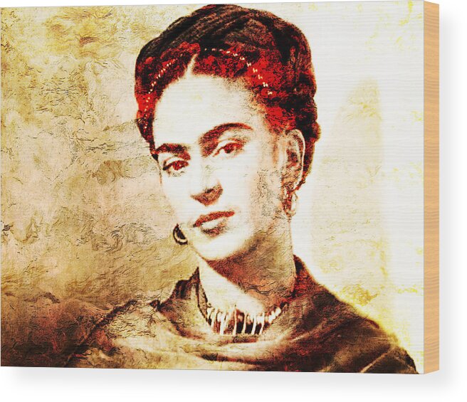 Frida Paintings Wood Print featuring the photograph Frida by J U A N - O A X A C A