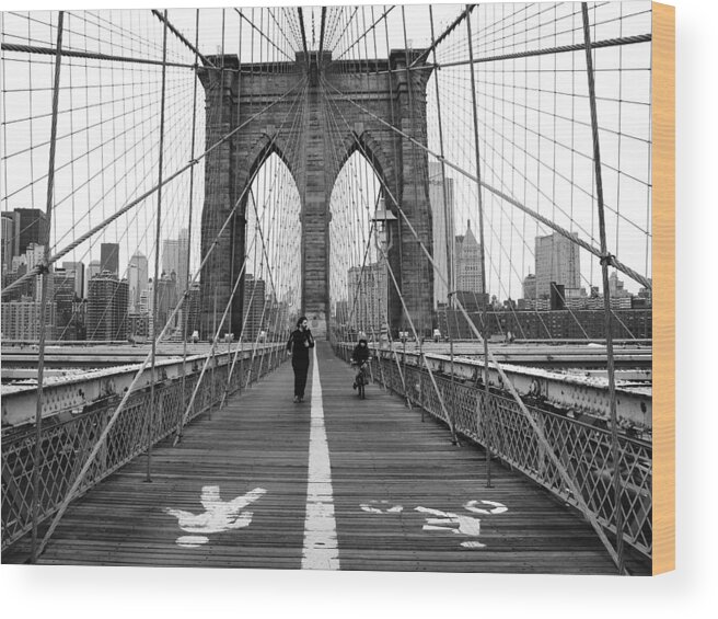 Nyc Wood Print featuring the photograph NYC Brooklyn Bridge #4 by Nina Papiorek