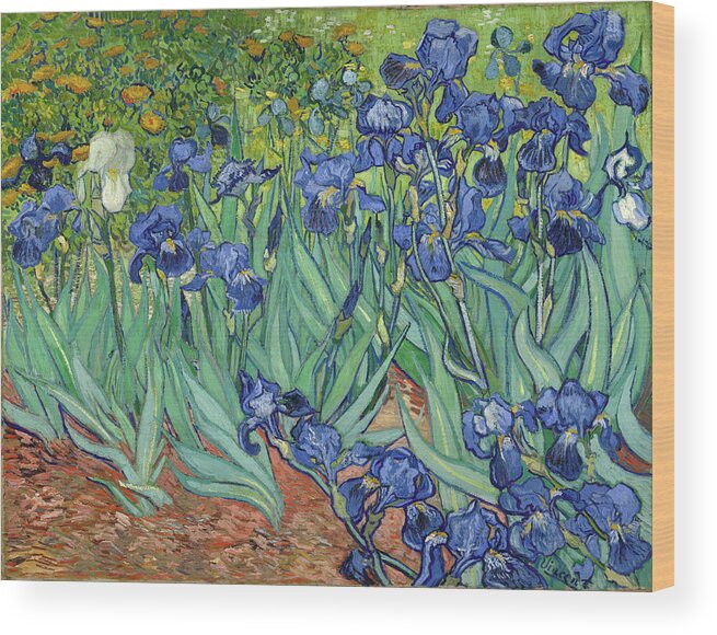 Irises Wood Print featuring the painting Irises by Vincent van Gogh