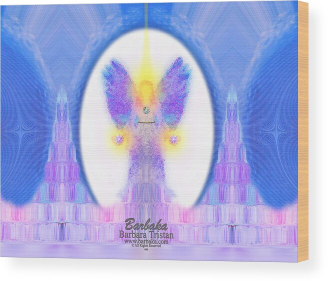 444 Wood Print featuring the digital art 444 Angel Crystals by Barbara Tristan