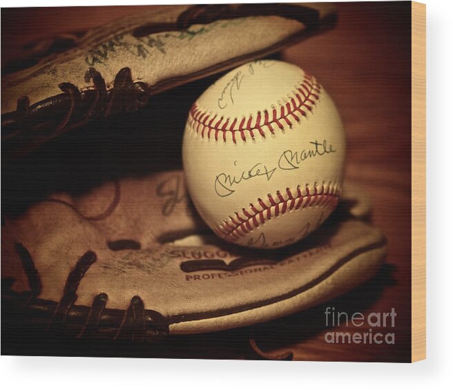 Baseball Wood Print featuring the photograph 50 Home Run Baseball by Mark Miller