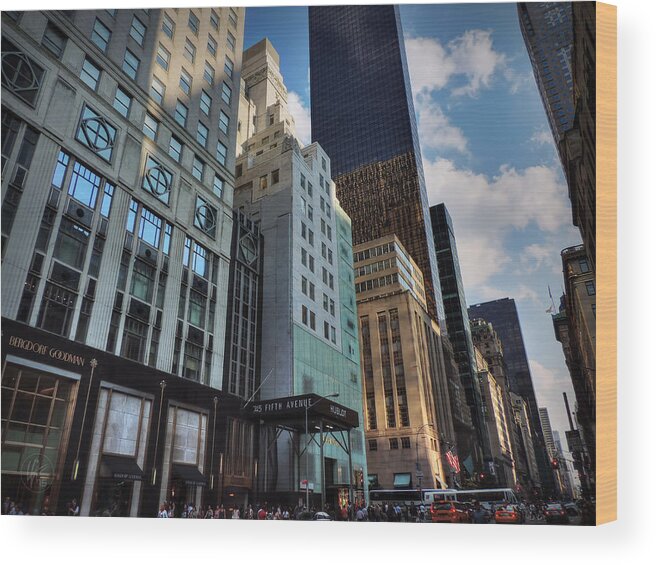 Nyc Wood Print featuring the photograph 5th Ave. at Central Park South 002 by Lance Vaughn