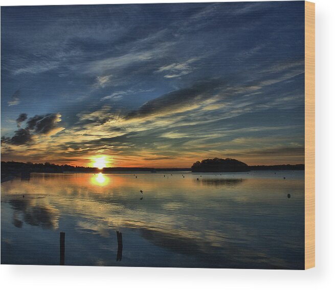 Ocean Wood Print featuring the photograph Sunrise Onset Pier #7 by Bruce Gannon