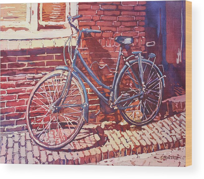 Bicycle Wood Print featuring the painting A Girl's Best Friend by Jenny Armitage