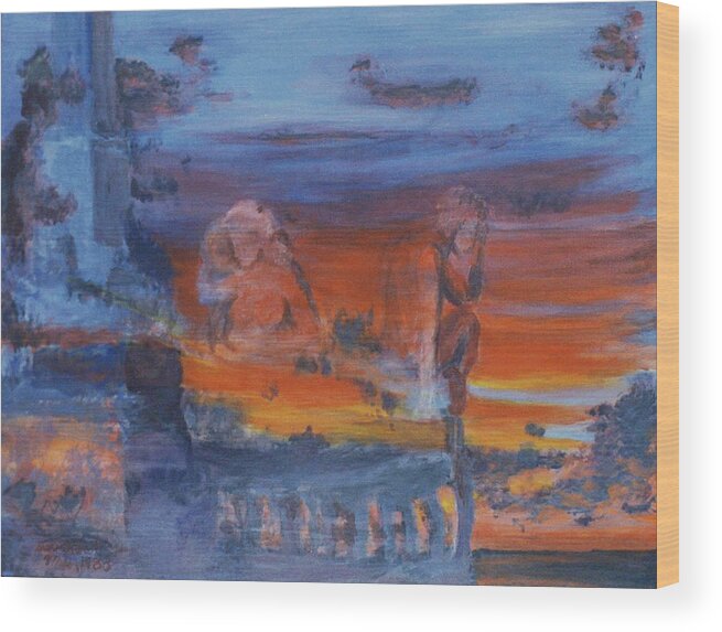 Abstract Wood Print featuring the painting A Mystery Of Gods by Steve Karol