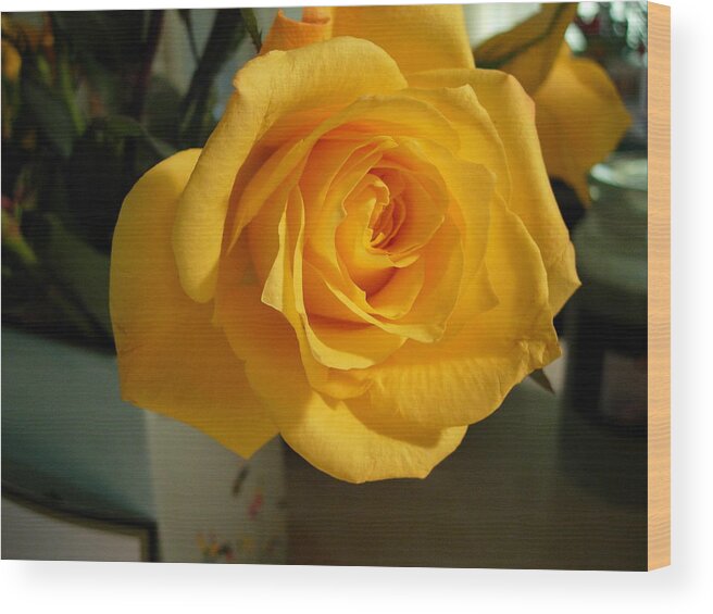 Rose Wood Print featuring the photograph A Perfect Yellow Rose by Bonita Waitl