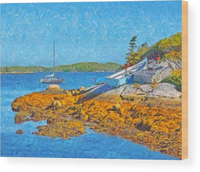 Sailboat Wood Print featuring the digital art A Sailboat Near Halifax Nova Scotia by Digital Photographic Arts