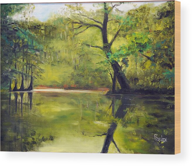 A Waccamaw Evening Wood Print featuring the painting A Waccamaw Evening by Phil Burton