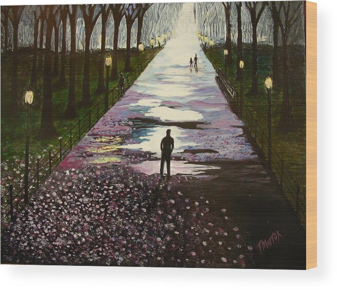 Park Wood Print featuring the painting A Walk in the Park by Tim Mattox