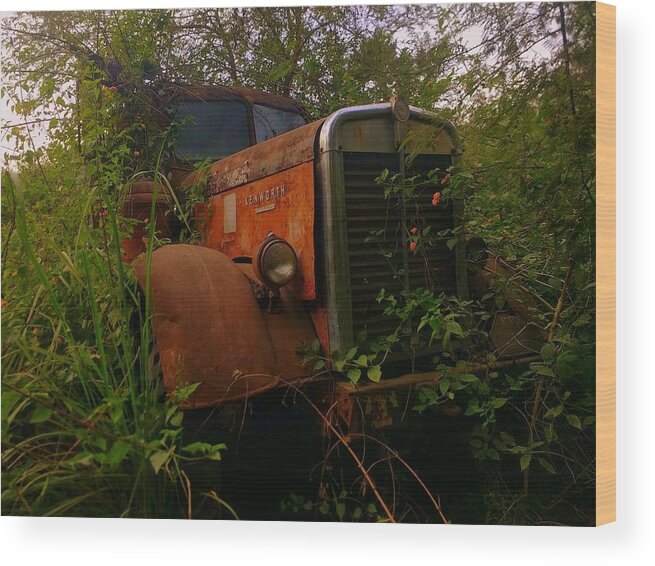 Wallpaper Buy Art Print Phone Case T-shirt Beautiful Duvet Case Pillow Tote Bags Shower Curtain Greeting Cards Mobile Phone Apple Android Nature Old American Wood Print featuring the photograph Abandoned Kenworth Truck 1 by Salman Ravish