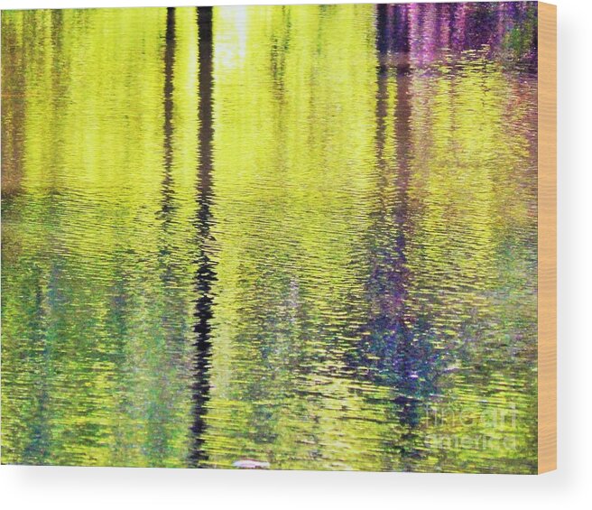 Abstract Wood Print featuring the photograph Sunglow Pond by Jan Gelders