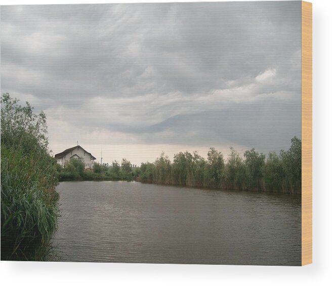 Landscape Photo Wood Print featuring the photograph After a rainy day in Danube Delta by Georgeta Blanaru
