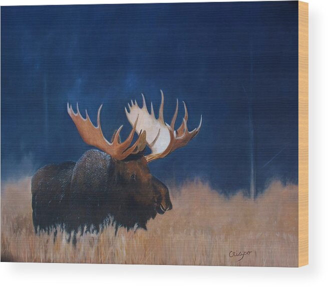 Moose Wood Print featuring the painting Afternoon light. by Jean Yves Crispo