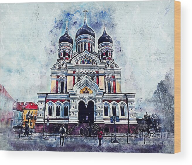 Alexander Nevsky Cathedral Wood Print featuring the painting Alexander Nevsky Cathedral by Justyna Jaszke JBJart