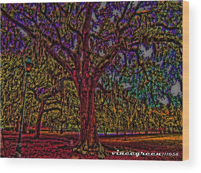 Savannah Wood Print featuring the digital art Alive Oak by Vincent Green