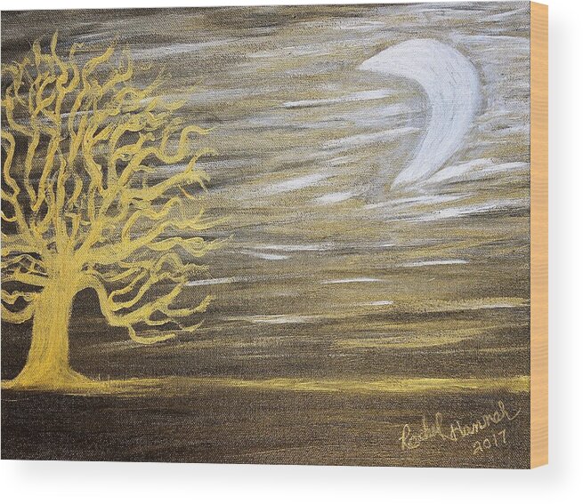 Ambient Wood Print featuring the painting Ambient Night by Rachel Hannah