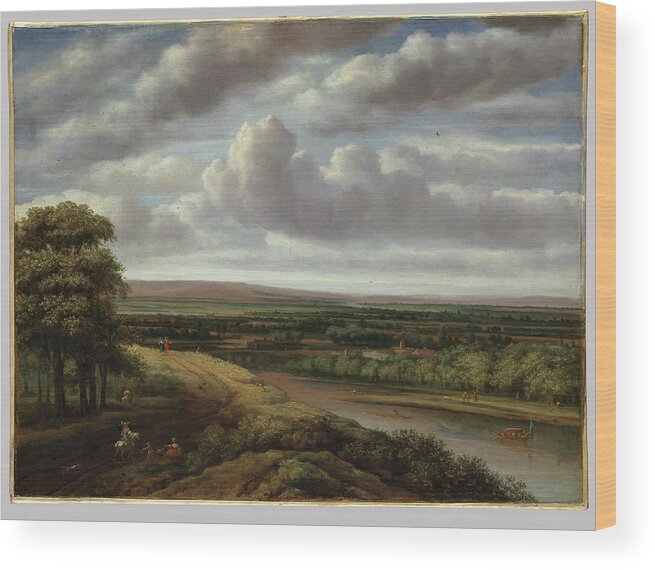 An Extensive Wooded Landscape Wood Print featuring the painting An Extensive Wooded Landscape by Philips