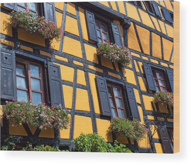 Alsace Wood Print featuring the photograph Ancient Alsace Auberge by Gary Karlsen