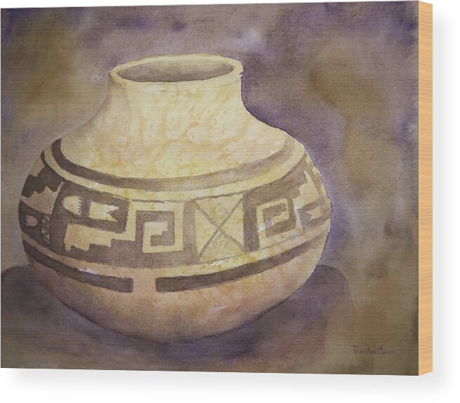 Pottery Wood Print featuring the painting Ancient Pottery by Terry Ann Morris