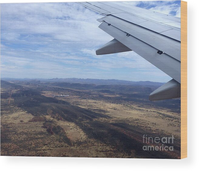 Airbourne Wood Print featuring the photograph Flying into Alice Springs - Australia by Phil Banks