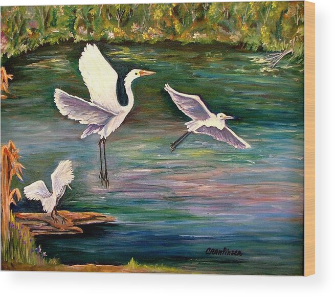 Egrets Wood Print featuring the painting Arabesque by Carol Allen Anfinsen