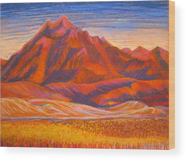 Arizona Wood Print featuring the painting Arizona Mountains at Sunset by Art Nomad Sandra Hansen