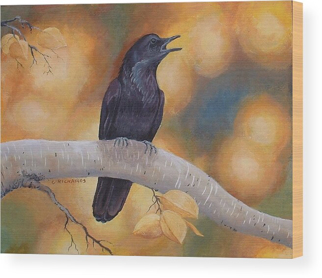 Bird Wood Print featuring the painting Aspen Aura by Carole Rickards