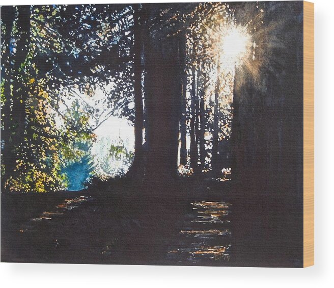 Landscape Wood Print featuring the painting At Sunset by Barbara Pease