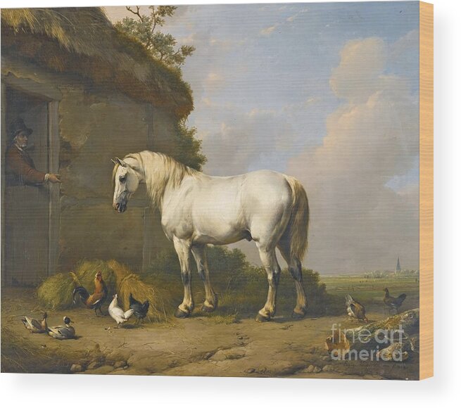 Eug�ne Verboeckhoven 1798-1881 Belgian Wood Print featuring the painting At The Stable Door by MotionAge Designs