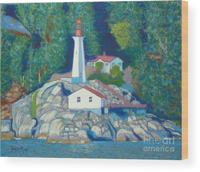 Pastels Wood Print featuring the pastel Atkinson Point Lighthouse by Rae Smith PSC