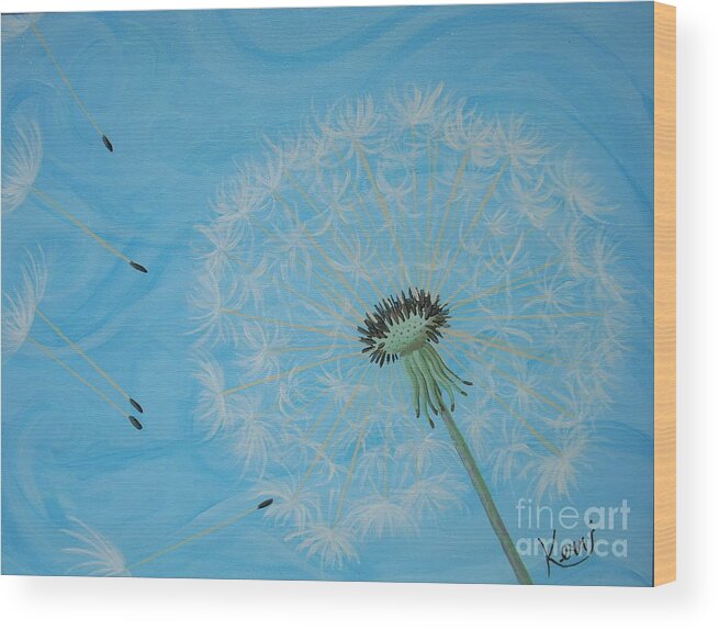 Dandelion Wood Print featuring the painting Attack on the Garden by Kerri Sewolt