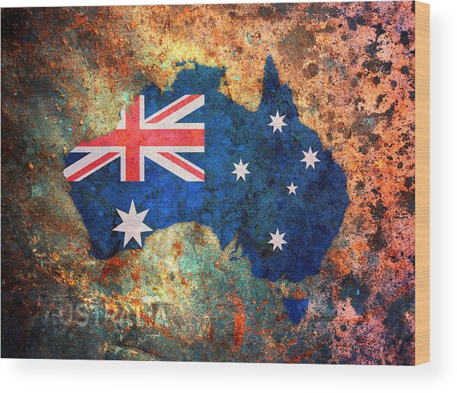 Australia Wood Print featuring the digital art Australia Flag Map by Michael Tompsett