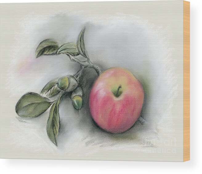 Botanical Wood Print featuring the pastel Autumn Apple and Acorns by MM Anderson