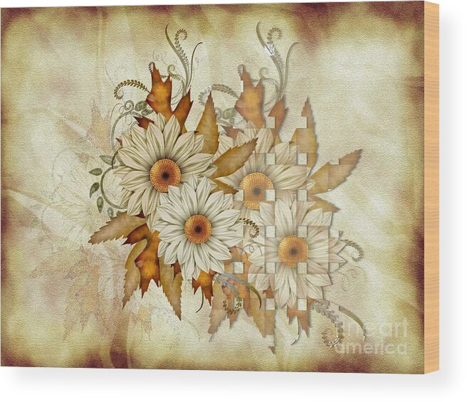 Floral Wood Print featuring the photograph Autumn Daisys by Elaine Manley