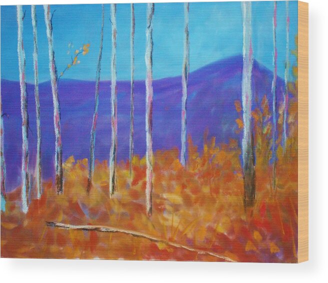 Leaves Wood Print featuring the pastel Autumn in Cloudcroft by Melinda Etzold