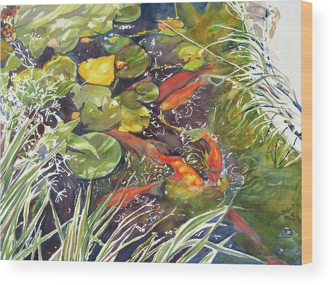 Autumn Wood Print featuring the painting Autumn Pond by Madeleine Arnett