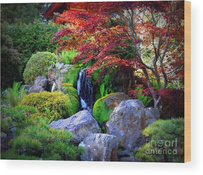 Autumn Waterfall Wood Print featuring the photograph Autumn Waterfall by Carol Groenen