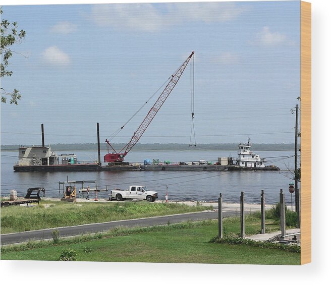 Bp Barges Two Wood Print featuring the photograph B P Barges Two by Kathy K McClellan