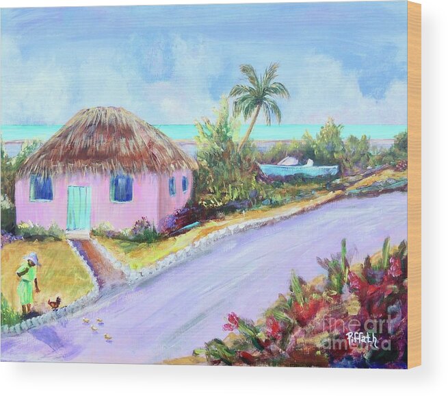 Bahamian Painting Wood Print featuring the painting Bahamian Island Shack by Patricia Piffath