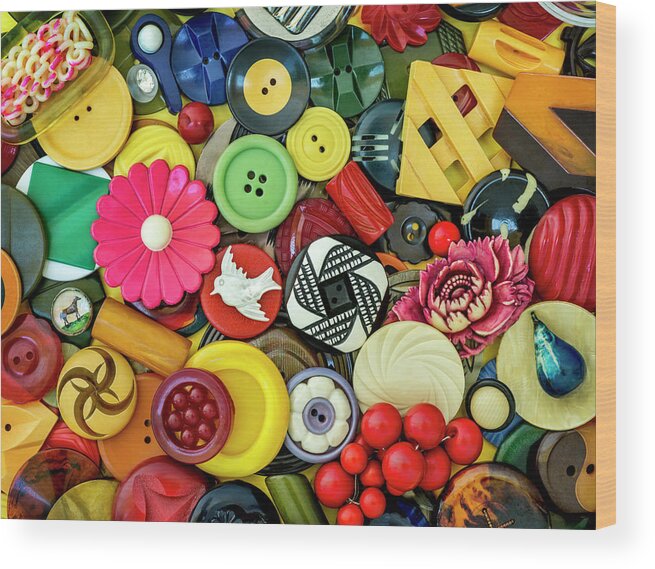 Jigsaw Puzzle Wood Print featuring the photograph Bakelite Buttons by Carole Gordon