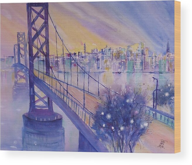 Bay Bridge San Francisco Wood Print featuring the painting Bay Bridge San Francisco by Sabina Von Arx