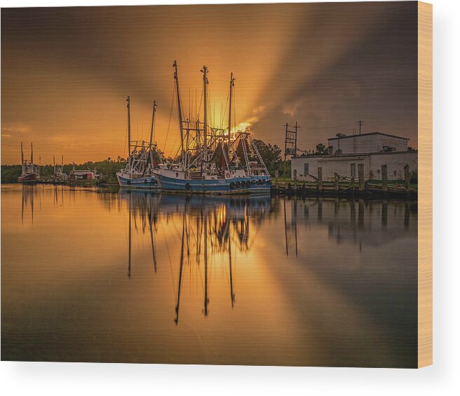Sunset Wood Print featuring the photograph Bayou Sunset Glory by Brad Boland